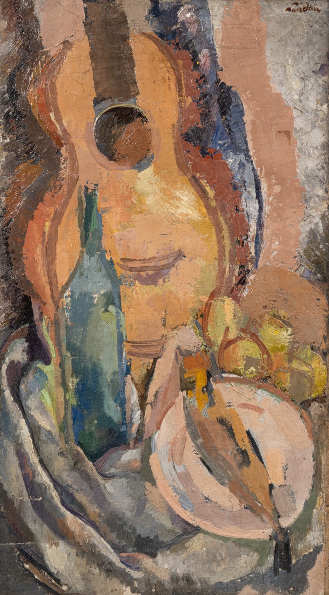 Nature morte à la guitare et à la bouteille